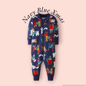 Hanna Andersson Navy Blue Christmas Holiday Baby Zip Sleeper Organic Cotton NWOT